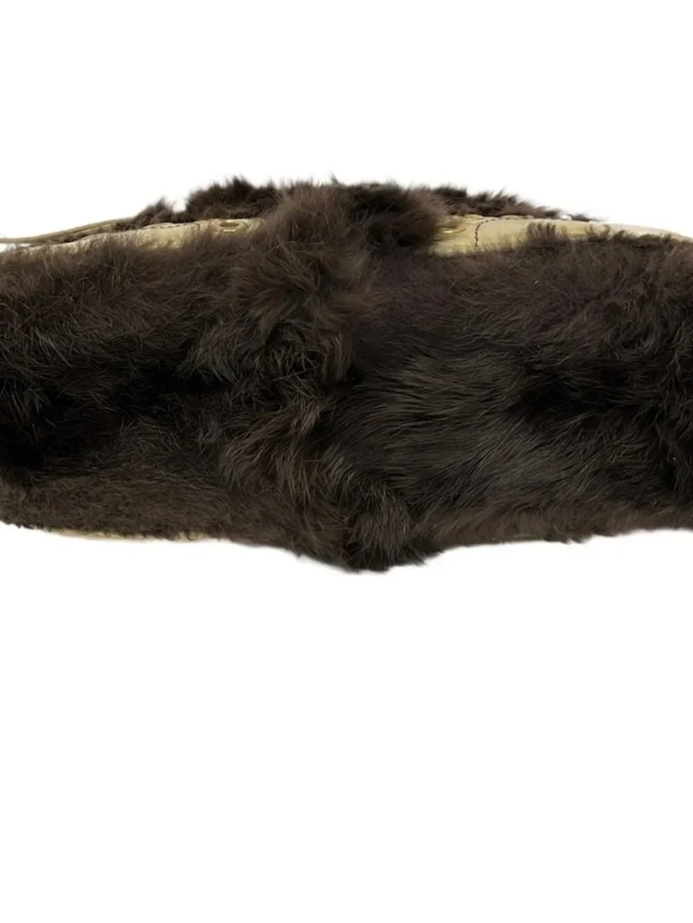 SAZABY Dark Brown Cream Fur Leather Shoulder Bag